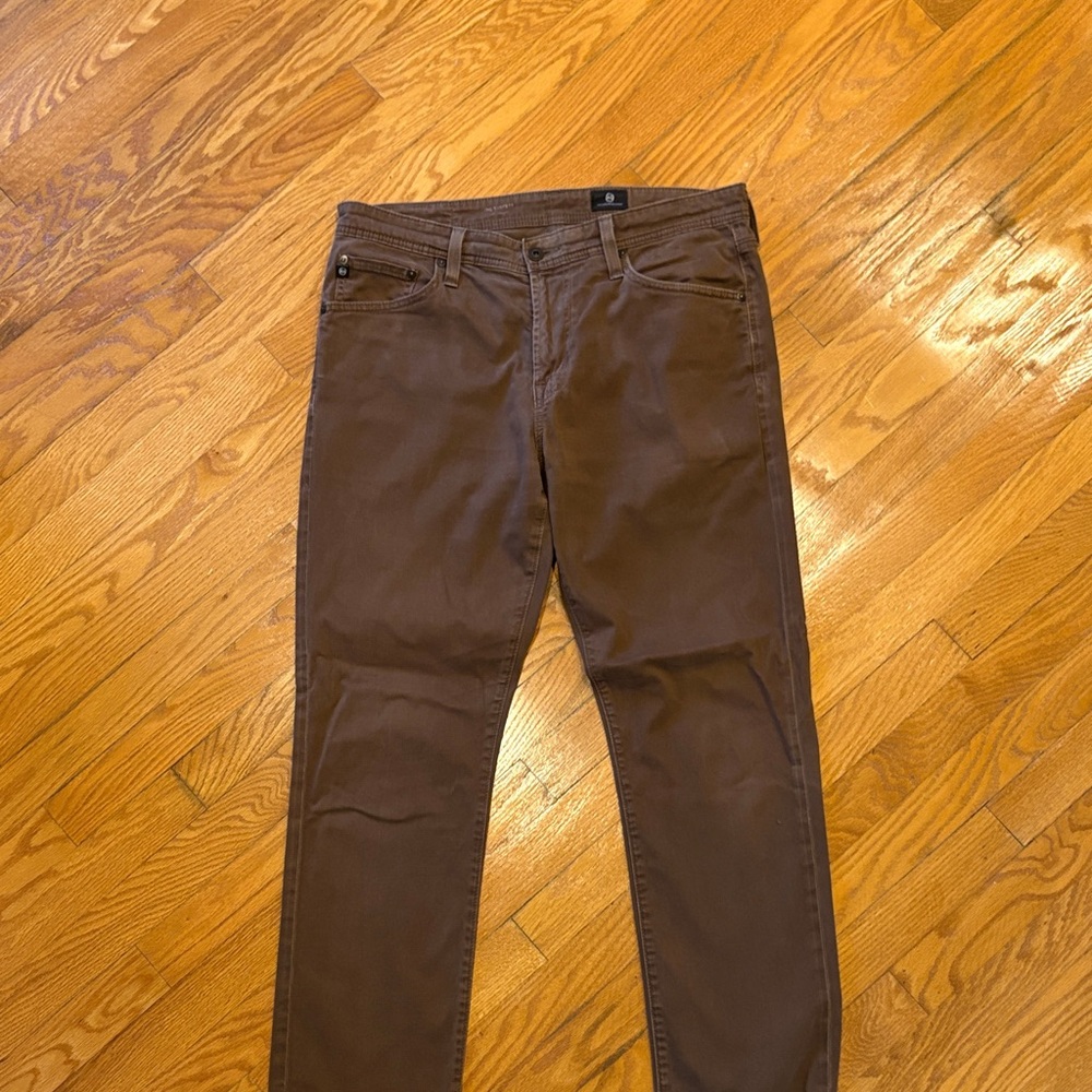 Ag Adriano Goldschmied Men's Slim Straight Jeans in Brown